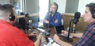 El pase con Carlos Barragán, Luciano Galende y Hernán Brienza. 05/11/2019