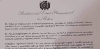 Bolivia en estado de excepción