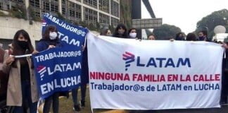 Movilización de trabajadores de LATAM: «Pedimos que se cumpla acta que garantiza continuidad laboral»