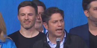 Kicillof: «Estamos muy emocionados» Kicillof en el búnker de UxP