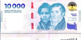 Ya comenzó a circular el nuevo billete de 10.000 pesos