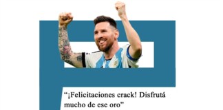 Lionel Messi al «Maligno» José Torres: «¡Felicitaciones crack! Disfrutá mucho de ese oro»
